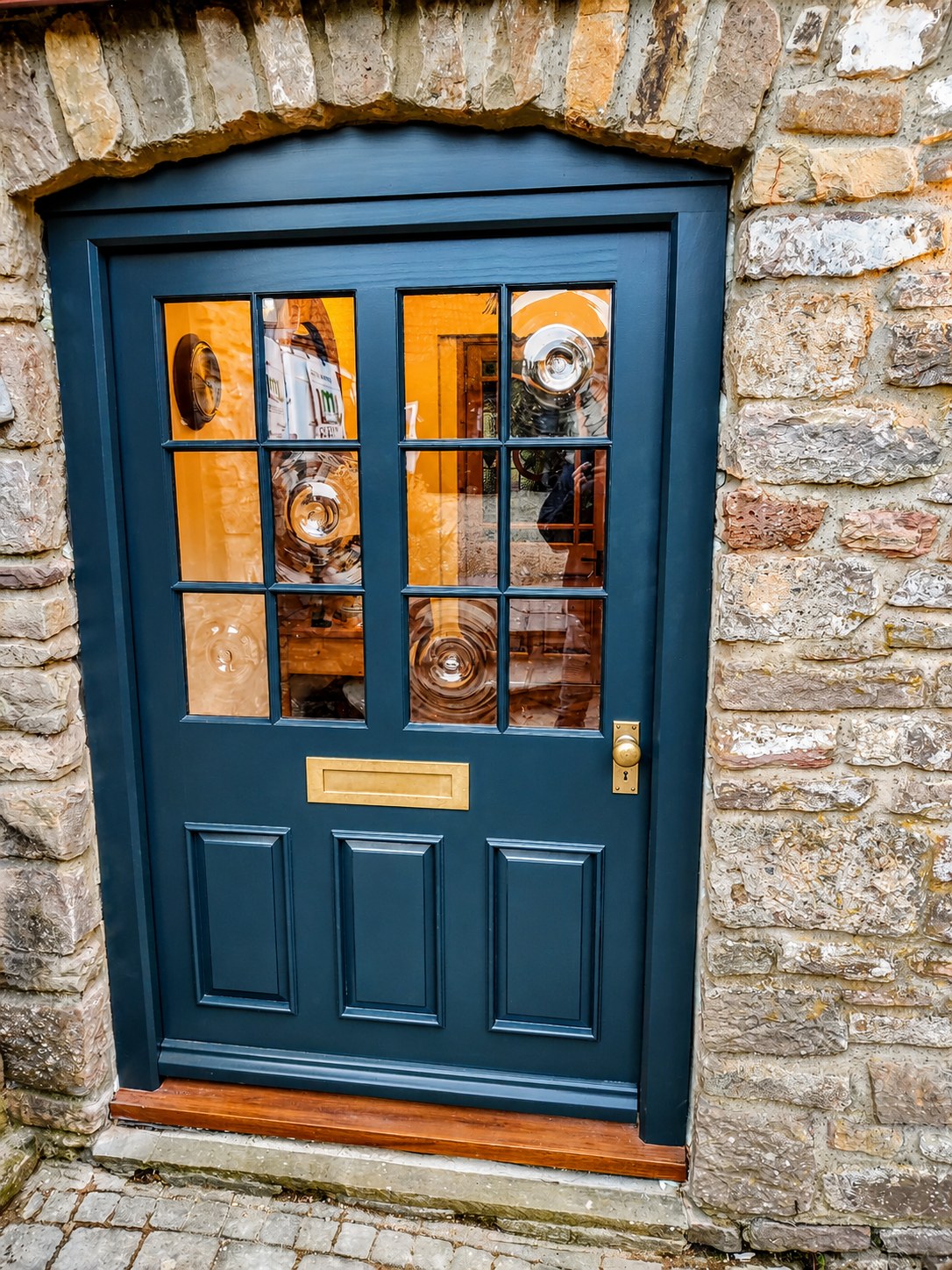 Glazed painted entrance door with fanlight