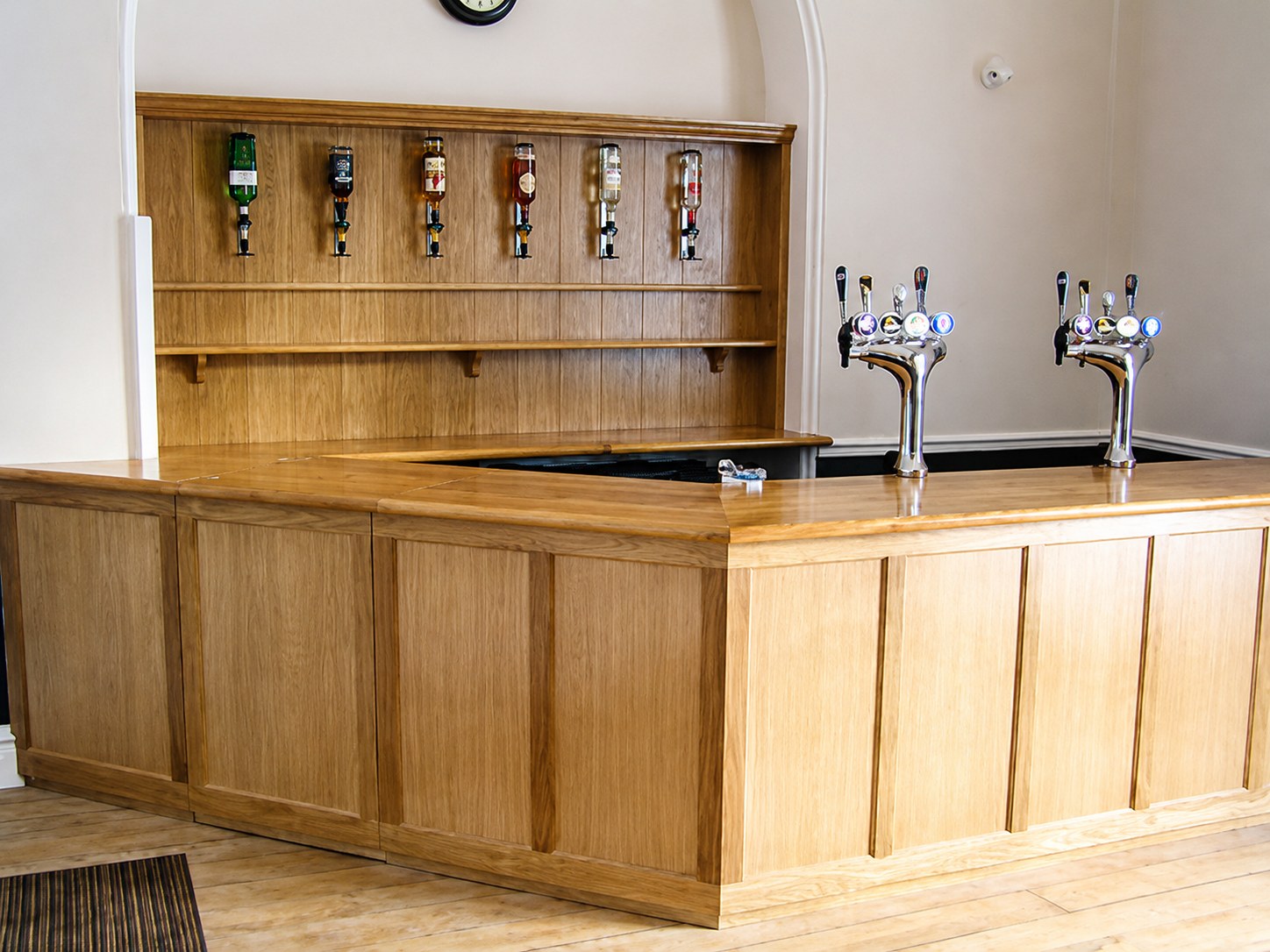 Timber bar counter and back-bar cabinetry