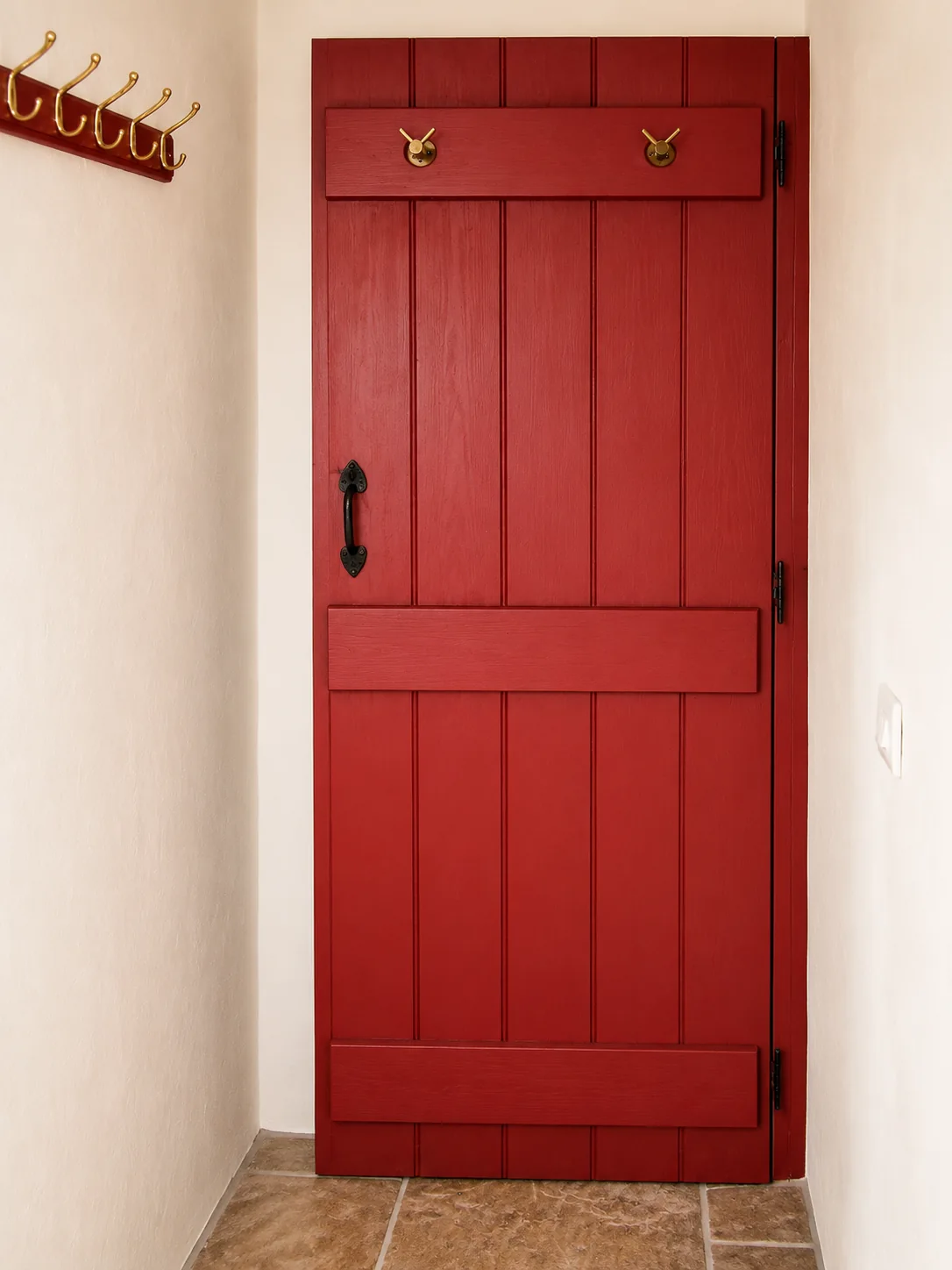 Red painted internal door