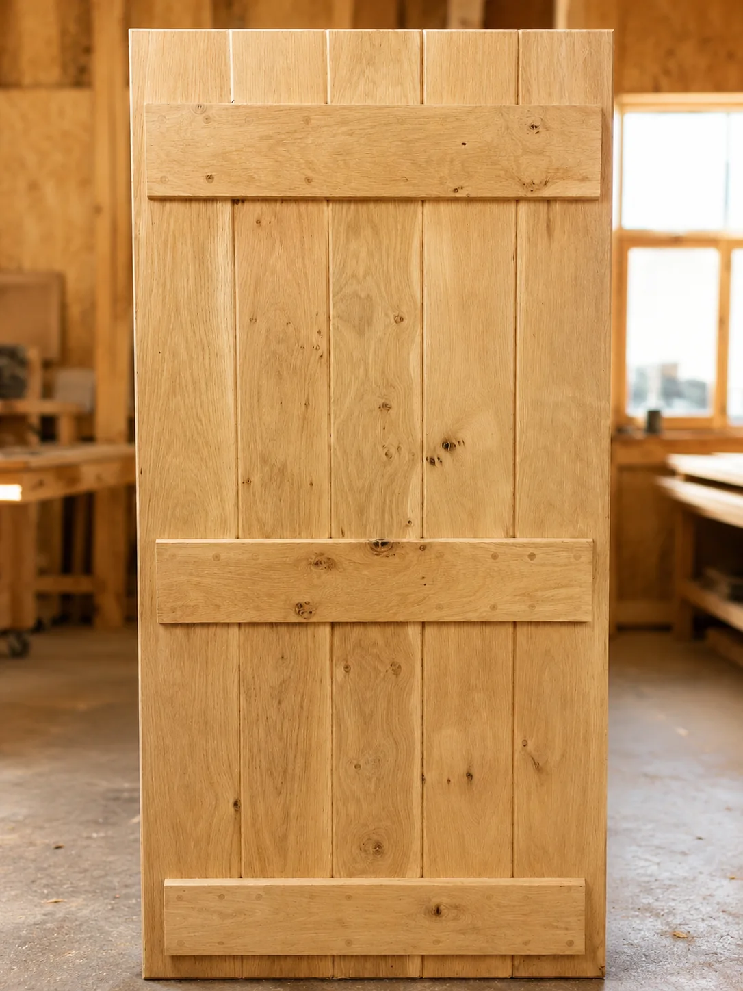 Timber door in the workshop