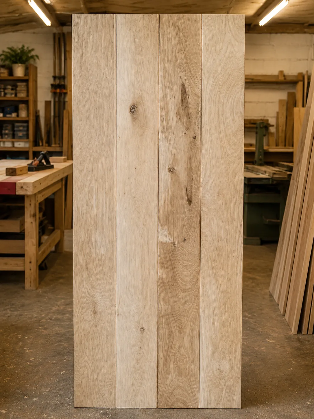 Boarded timber internal door in the workshop