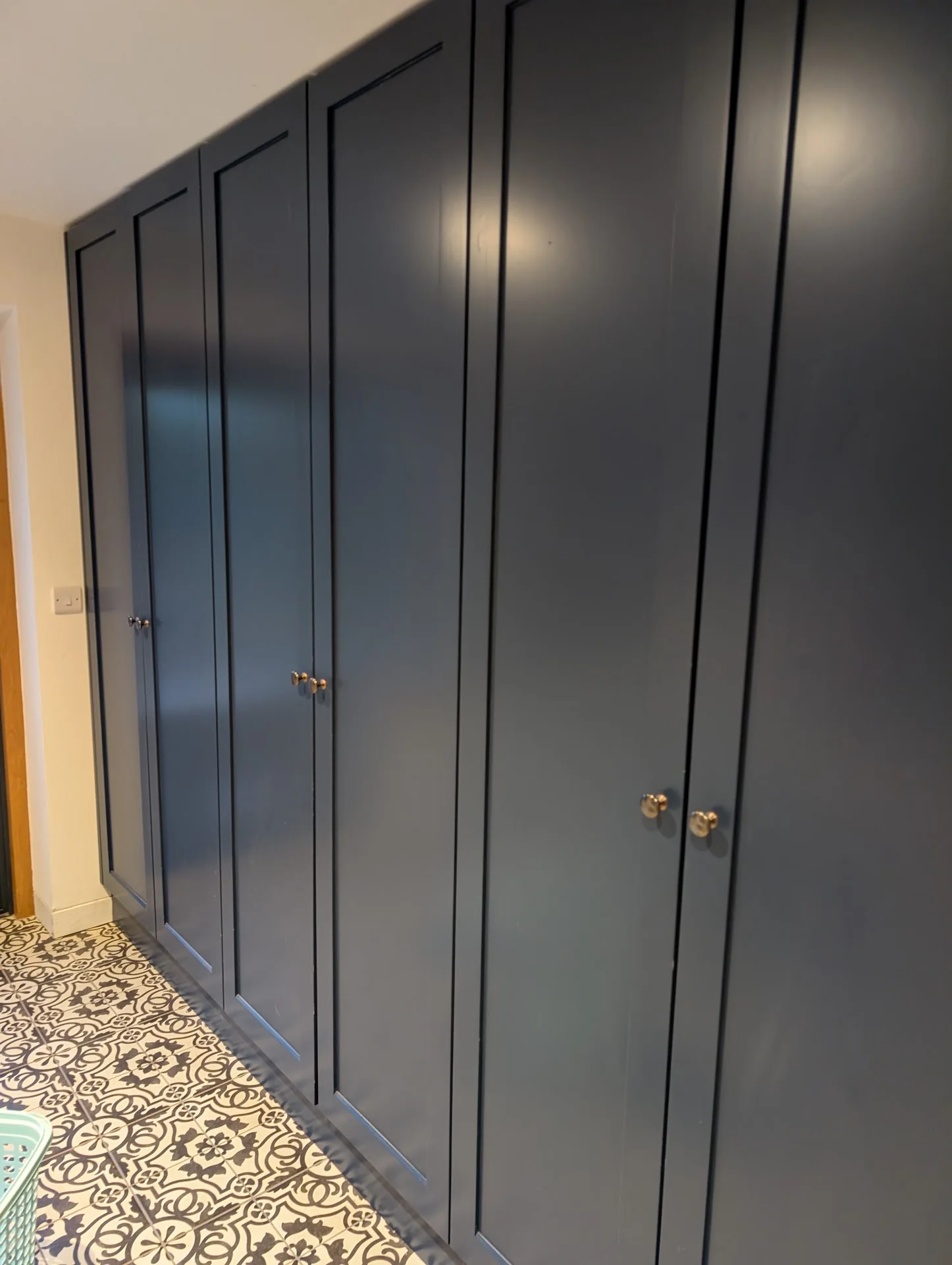 Dark painted fitted wardrobe
