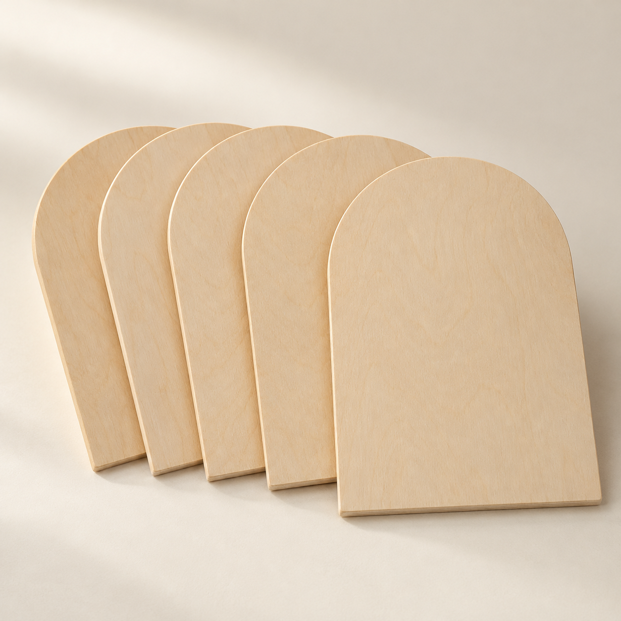 Birch Plywood Arch Craft Blanks — Five — AI-generated design illustration