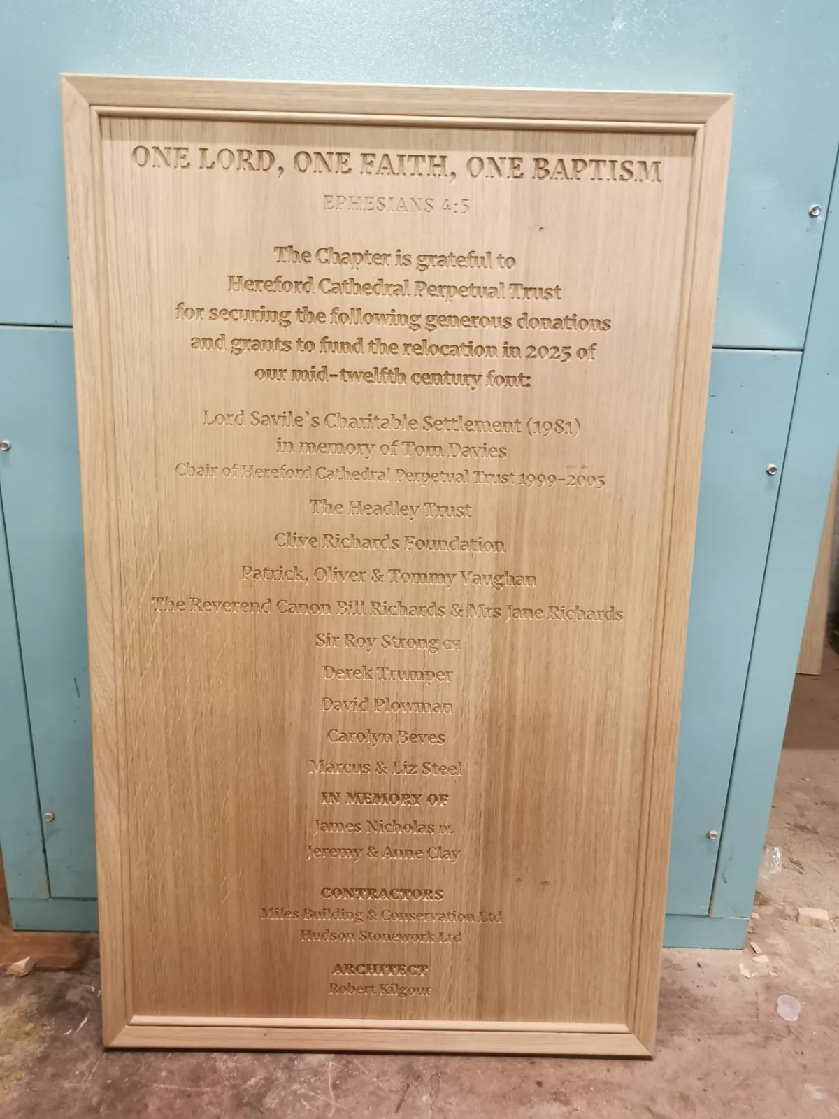 Engraved timber panel