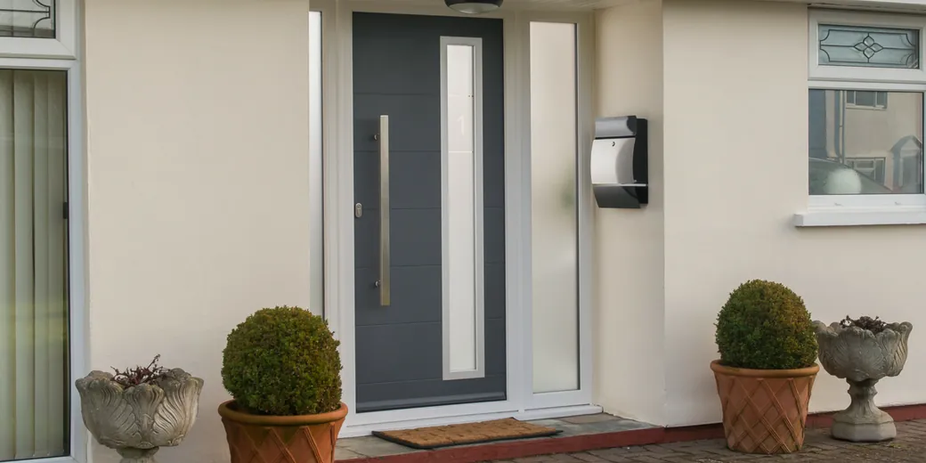 Grey composite entrance door