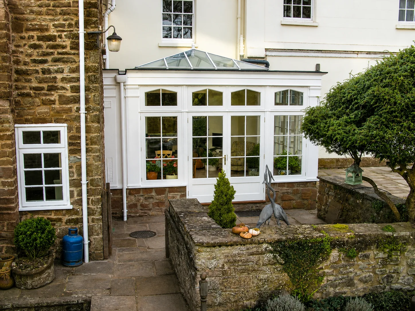 White painted garden-room front