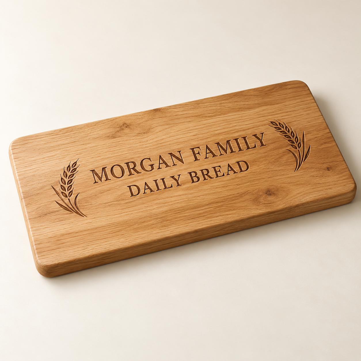 Personalised Oak Bread Board — AI-generated design illustration