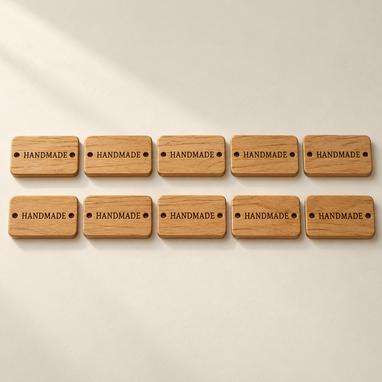 Engraved Oak Craft Labels — Set of Ten — AI-generated design illustration