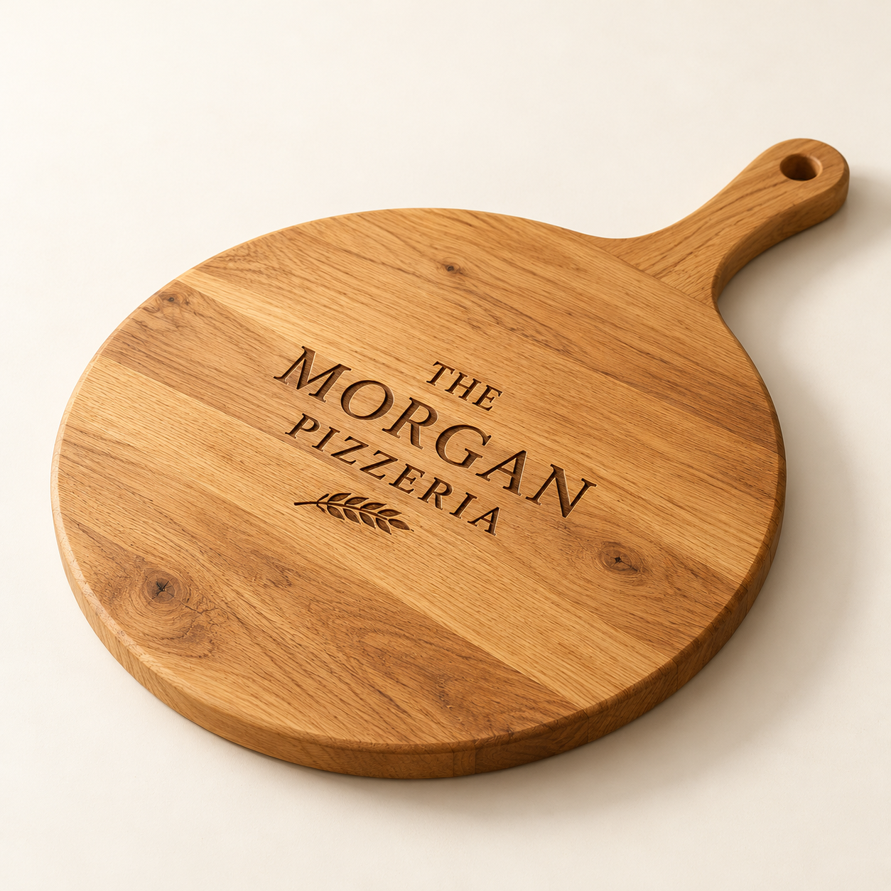 Personalised Oak Pizza Serving Board — AI-generated design illustration