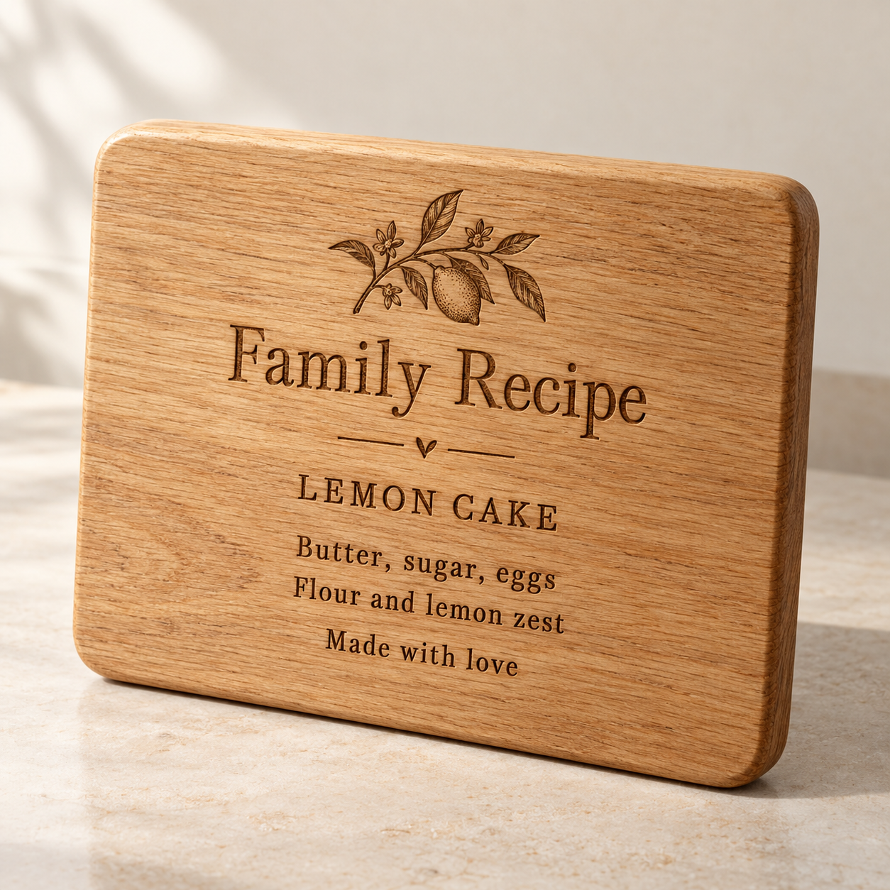 Personalised Oak Recipe Board — AI-generated design illustration
