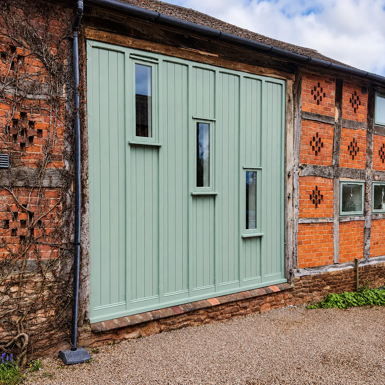Green painted door and finish detail