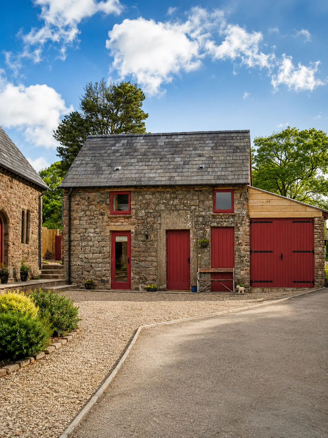 Painted doors on a red outbuilding