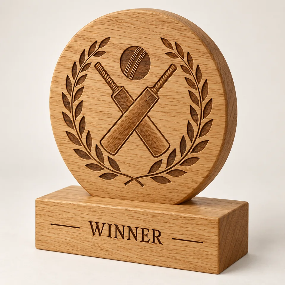 Oak Cricket Trophy — AI-generated design illustration