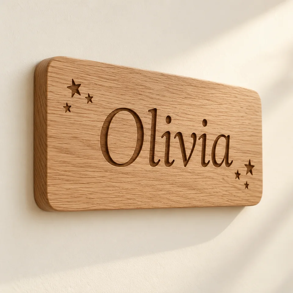 Personalised Nursery Name Plaque — AI-generated design illustration