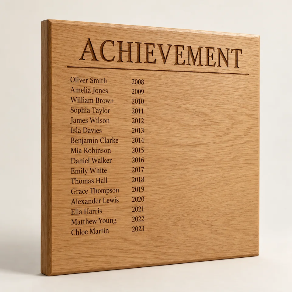 Oak School Achievement Board — AI-generated design illustration