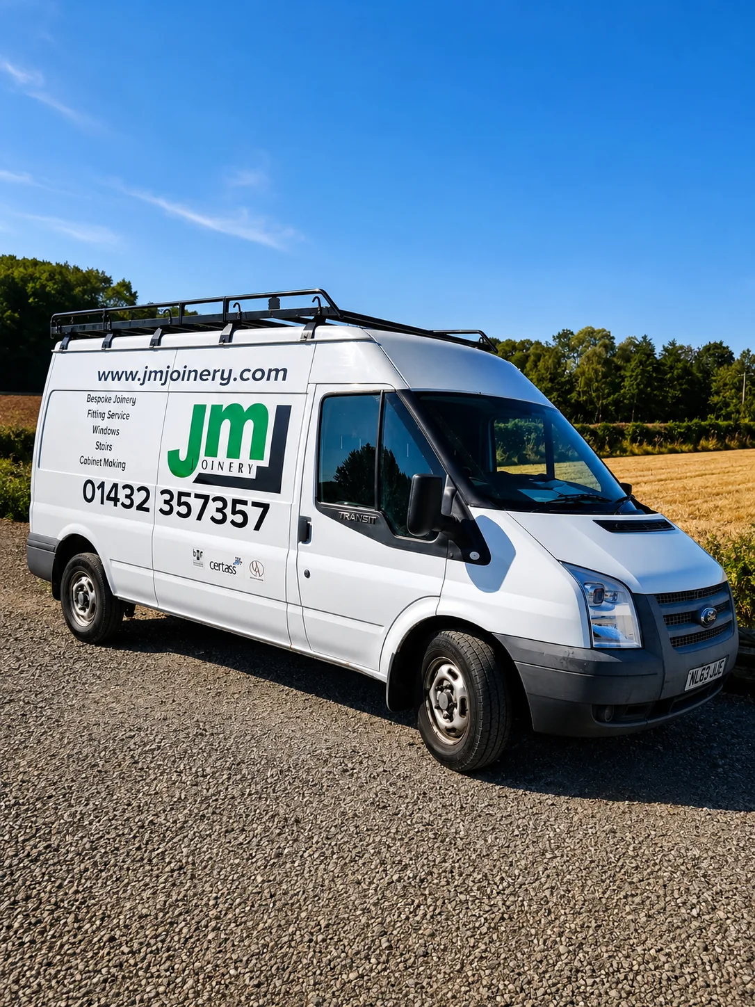 JM Joinery van beside the workshop
