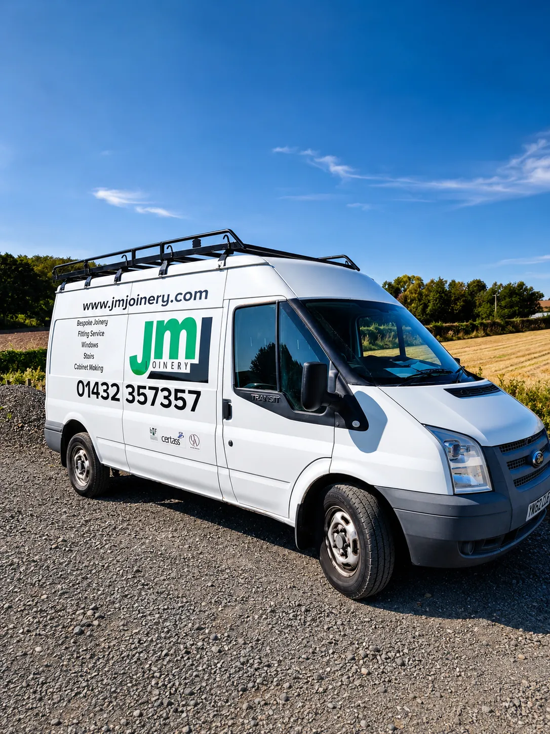 JM Joinery van viewed from the front