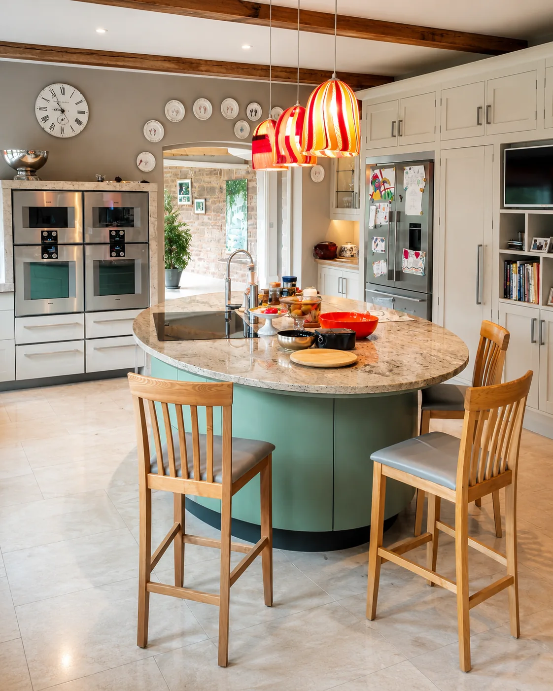 Kitchen cupboards with glazed upper doors