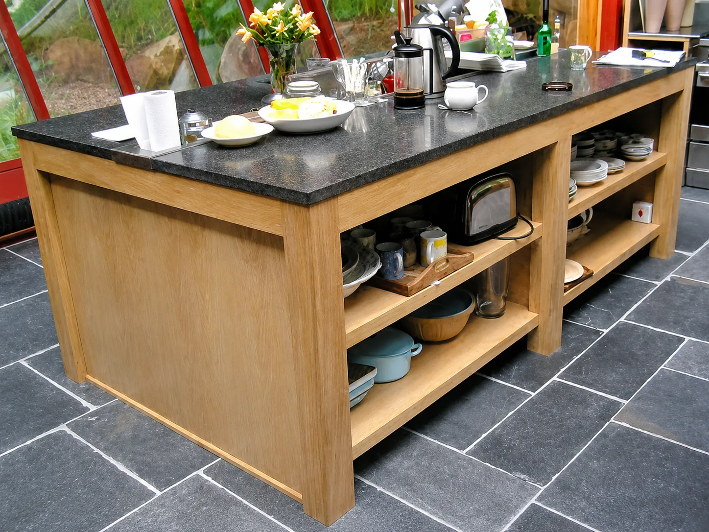 Timber island with open storage