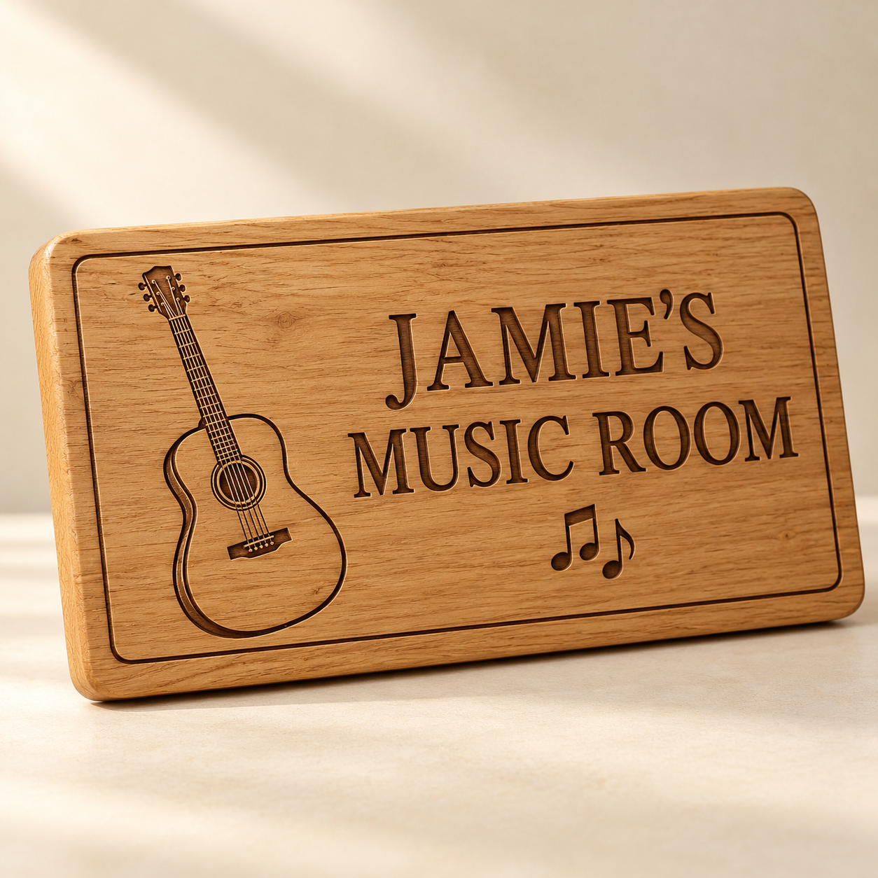 Personalised Oak Music Room Plaque — AI-generated design illustration