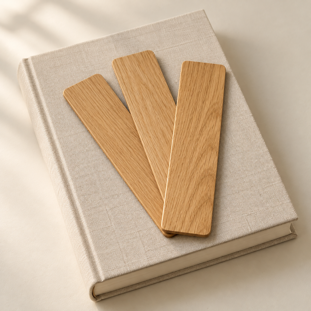 Solid Oak Bookmarks — Set of Three — AI-generated design illustration