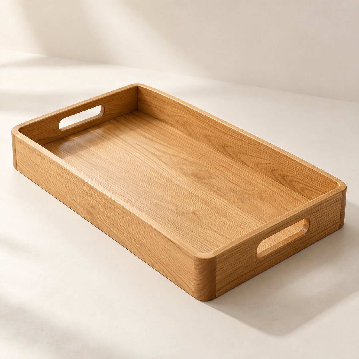 Solid Oak Breakfast Serving Tray — AI-generated design illustration