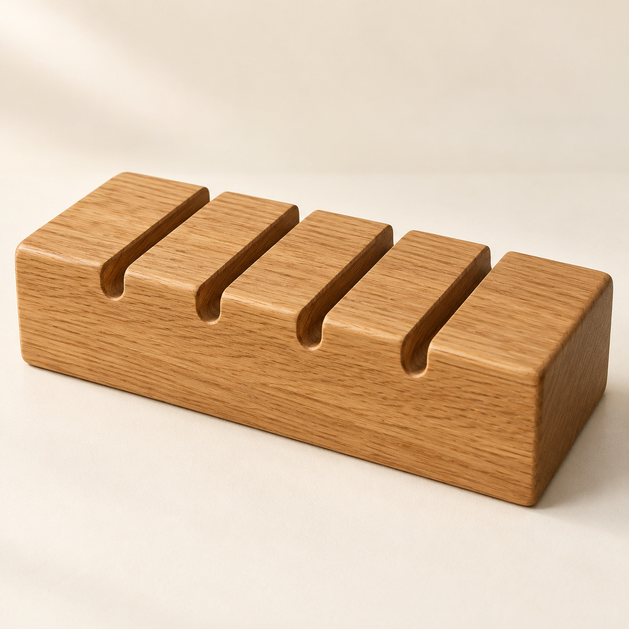 Solid Oak Cable Tidy — Four Grooves — AI-generated design illustration