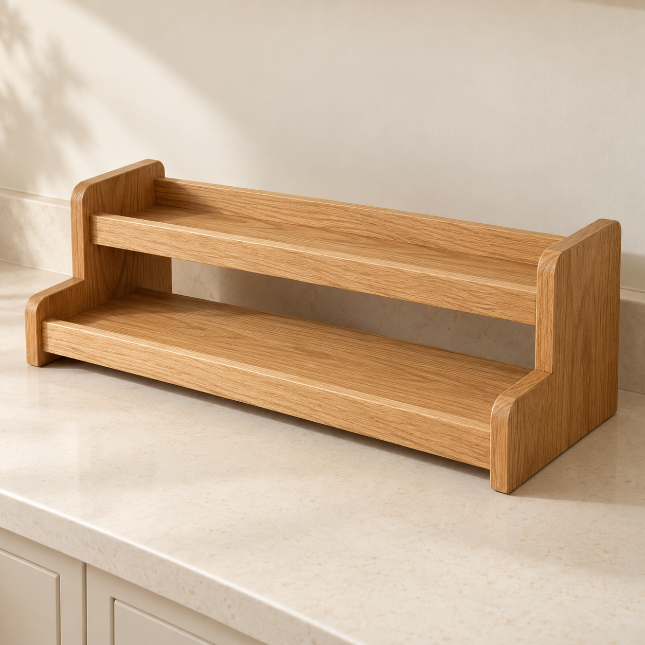 Solid Oak Countertop Spice Rack — AI-generated design illustration