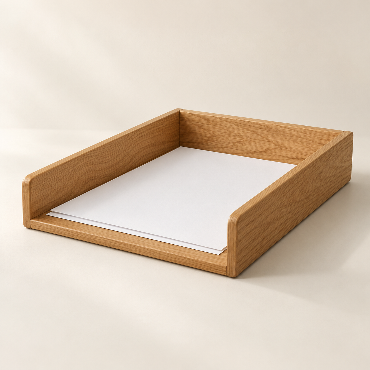 Solid Oak A4 Document Tray — AI-generated design illustration