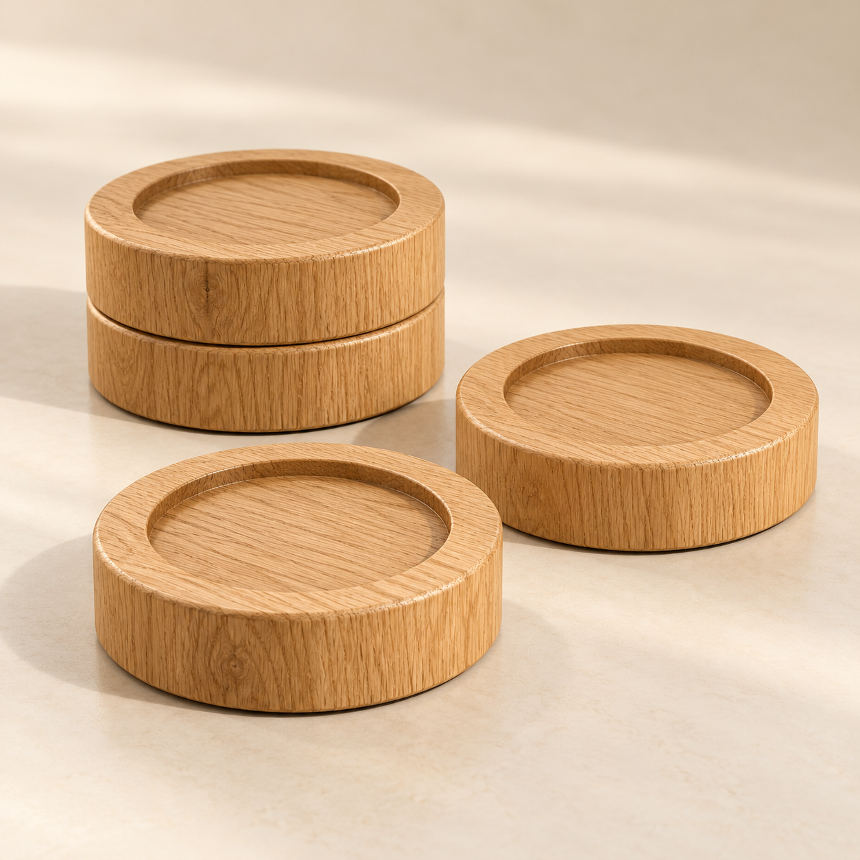 Stackable Oak Furniture Riser Blocks – Set of 4 — AI-generated design illustration