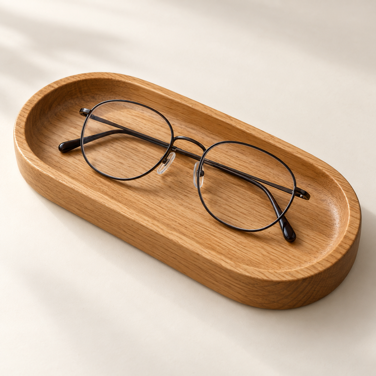Solid Oak Glasses Tray — AI-generated design illustration