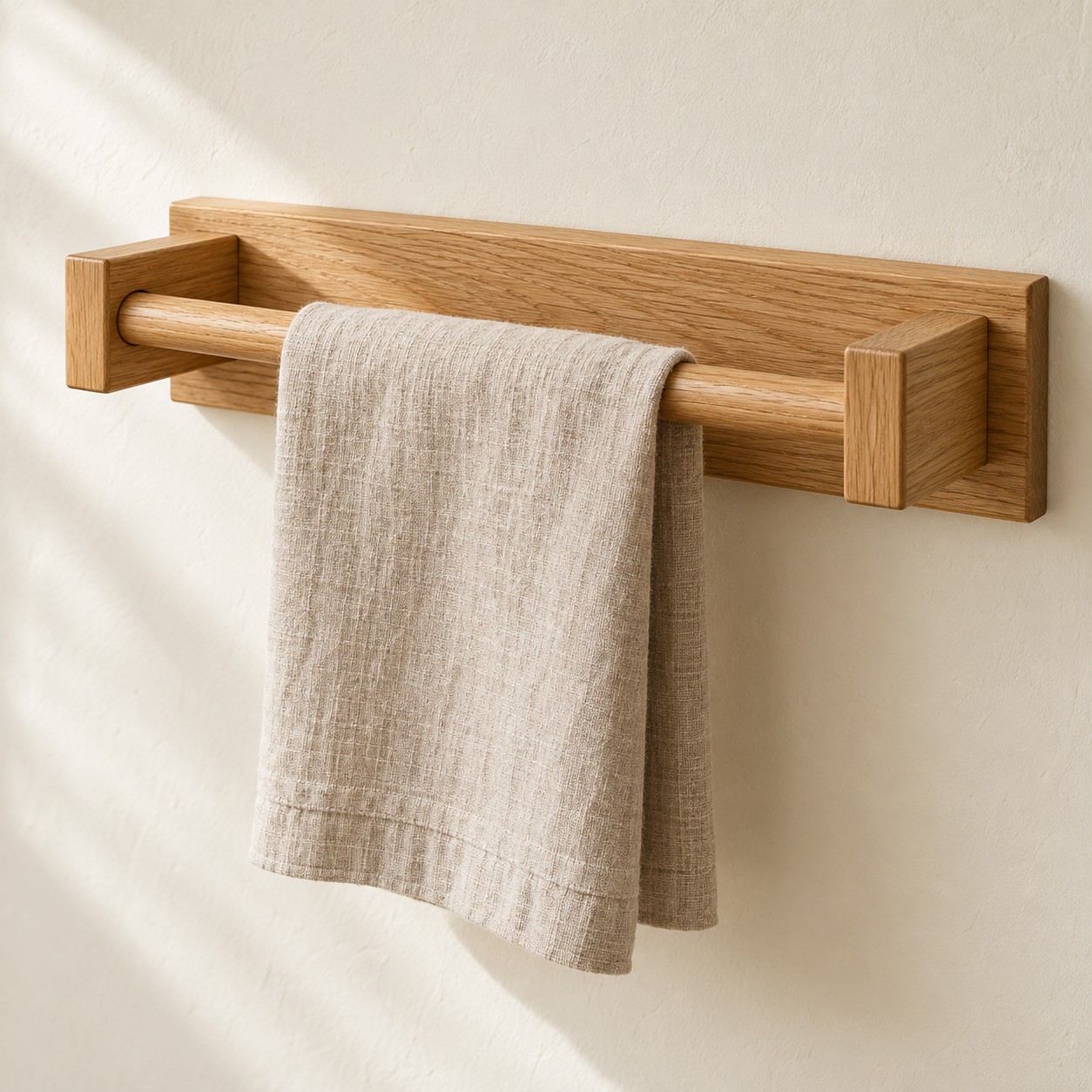 Solid Oak Kitchen Towel Rail — AI-generated design illustration