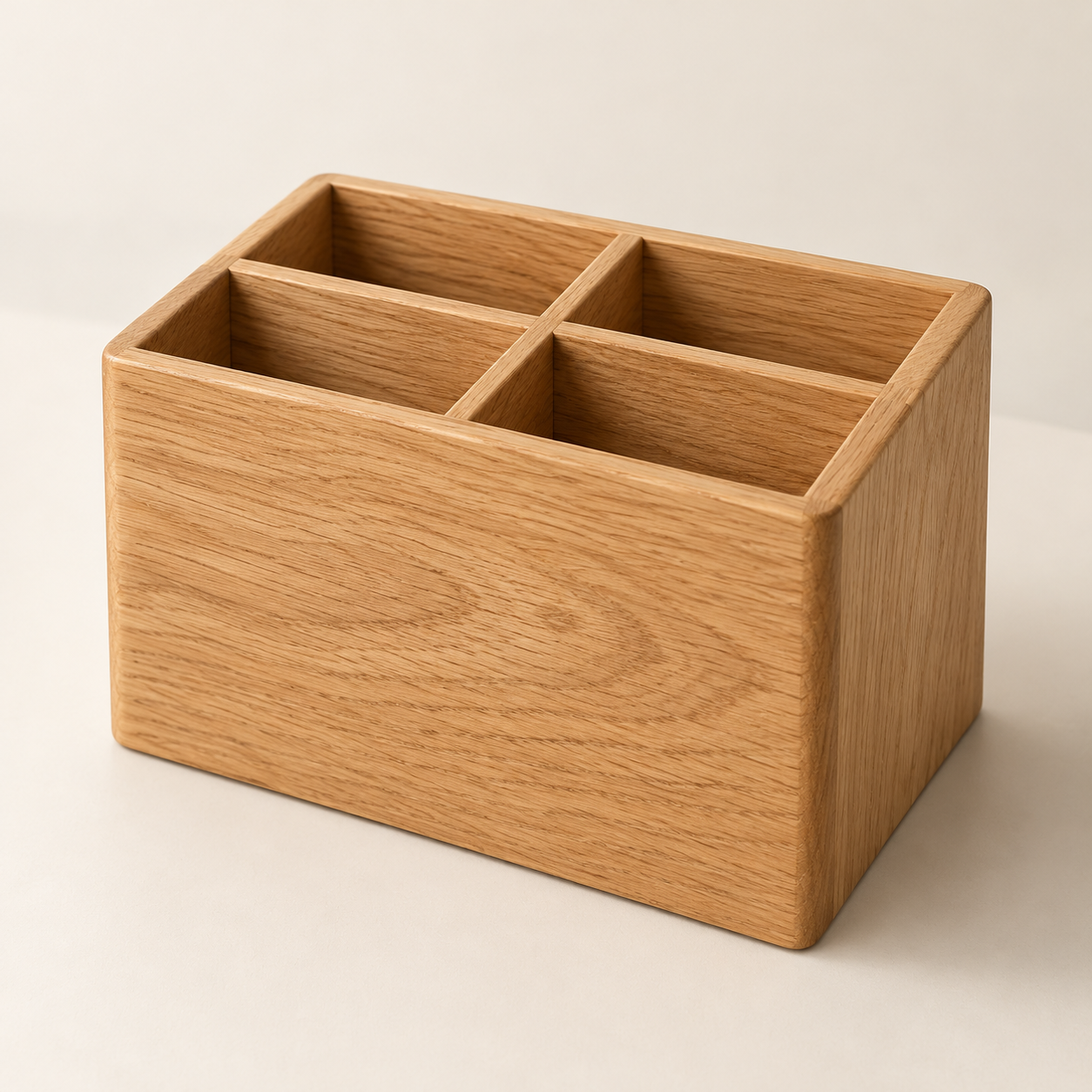 Solid Oak Remote Control Caddy — AI-generated design illustration