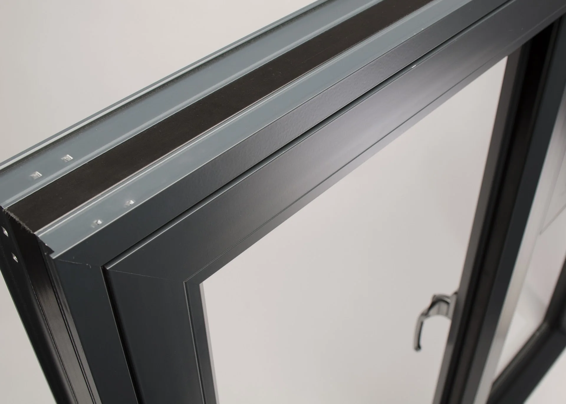 Origin aluminium window hinge and frame detail