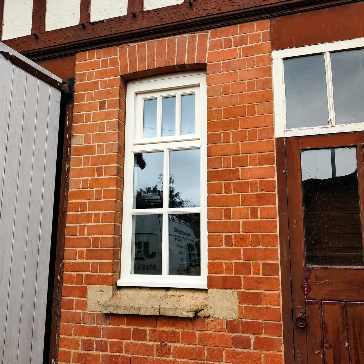 White casement window