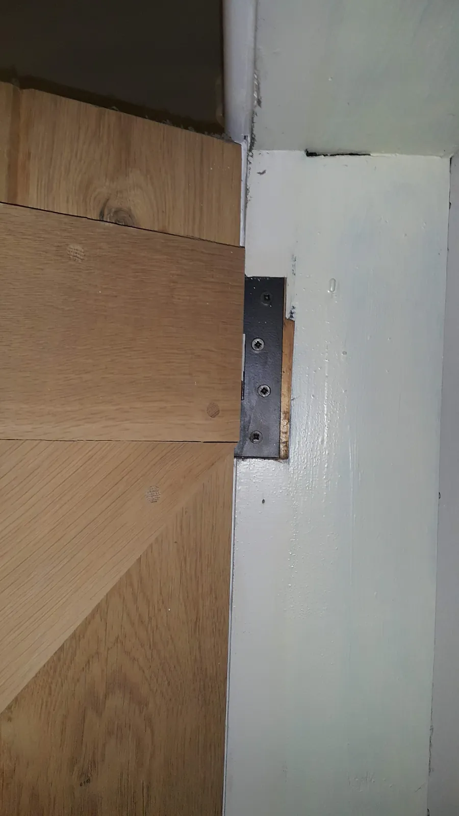 Hinge recess machined into timber