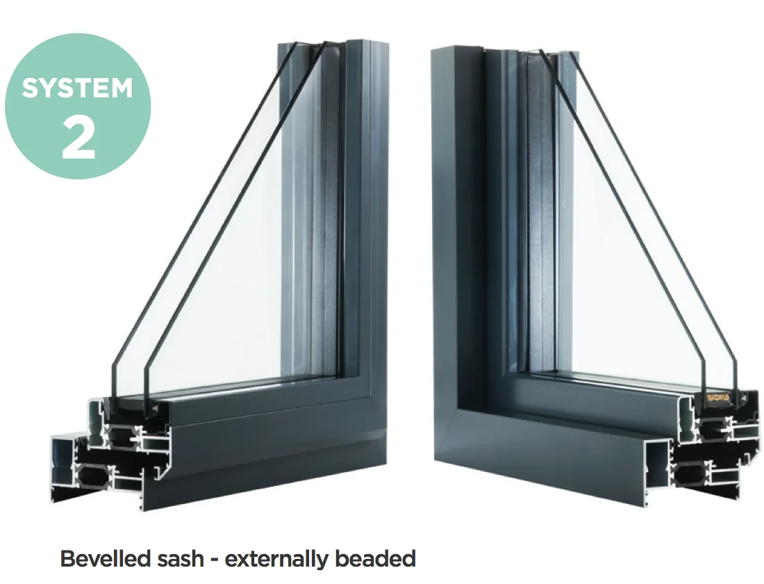 Aluminium window frame-section illustration