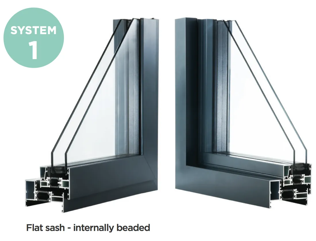 Smart flat-sash aluminium window profile illustration