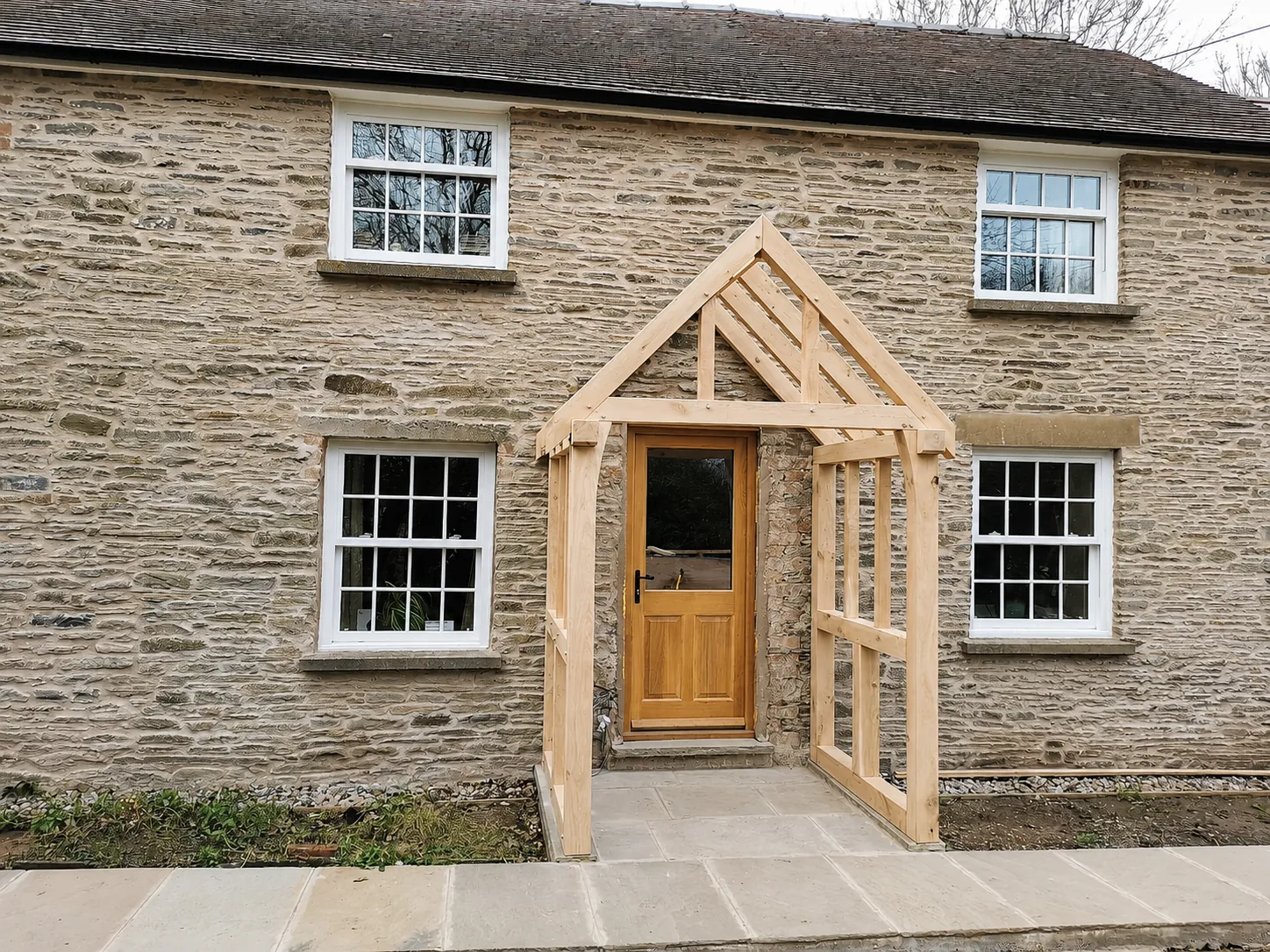 Open timber porch at a house entrance